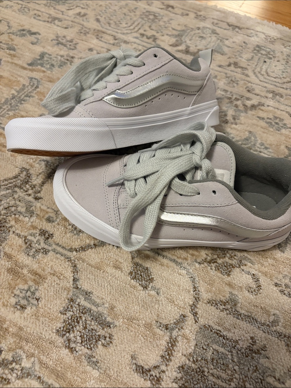 Vans Light Gray and White Low-Top Sneakers